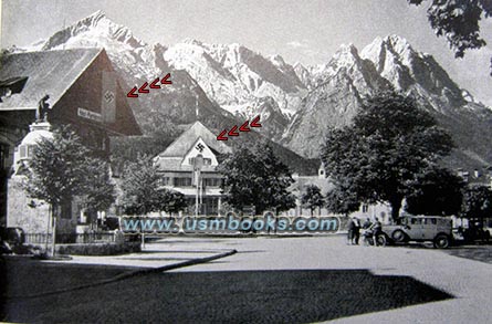 Marktplatz Garmisch mit Hakenkreuzfahne